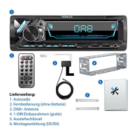 XOMAX XM-RD283 Autorádio s vestavěným tunerem DAB+, FM RDS, sadou Bluetooth handsfree, 2 x USB, SD, MP3, AUX-IN, 1 DIN